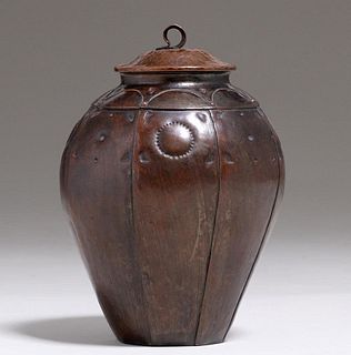 Arts & Crafts Hammered Copper Covered Vase c1910