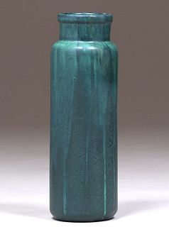 Peters & Reed Matte Green Cylindrical Vase c1920
