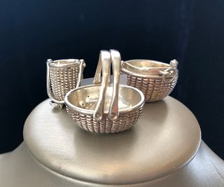 Three Glenaan Elliot Designed Sterling Silver Nantucket Basket Weave Pendants