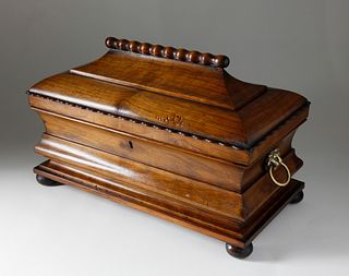 Walnut Molded Tea Caddy, circa 1840