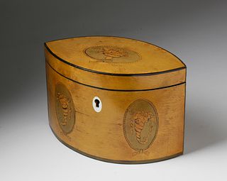 English Navette Form Tea Caddy, circa 1820