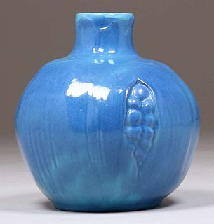 Large California Faience Blue Pomegranate Vase c1920s