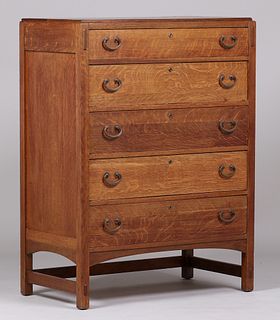 Limbert 5-Drawer Tall Dresser c1915