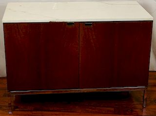 1960's Florence Knoll Teak Credenza with White Marble Top