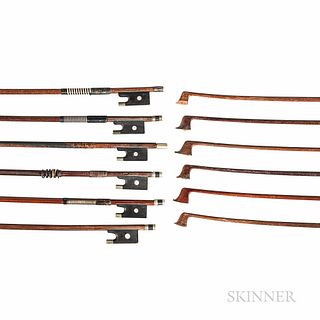Six Nickel-mounted Violin Bows