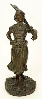 Georges Omerth, French Bronze Sculpture, Peasant Woman