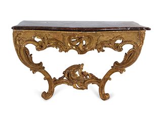 A Regence Giltwood Marble-Top Console Table