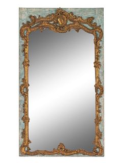 A Louis XV Painted and Parcel Gilt Trumeau Mirror