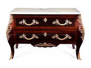 A Regence Style Gilt Metal Mounted Marble-Top Commode