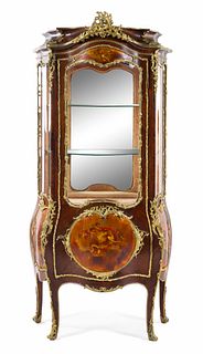 A Louis XV Style Gilt Metal Mounted Vernis Martin-Decorated Vitrine Cabinet
