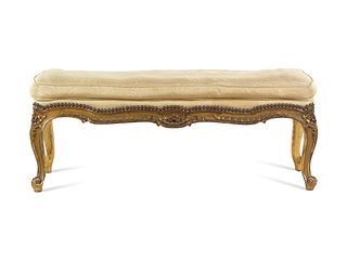 A Louis XV Style Carved Giltwood Window Bench