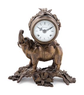 A Louis XVI Style Bronze Elephant-Form Mantel Clock