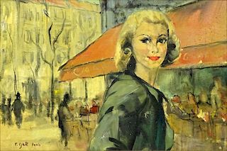 François Gall, French (1912-1987) Oil on Canvas Board, Paris Street Scene