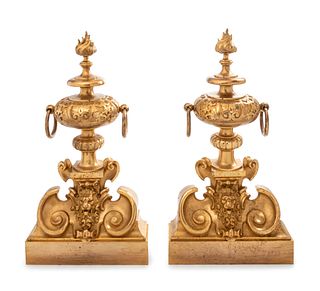 A Pair of Neoclassical Cast Bronze Chenets