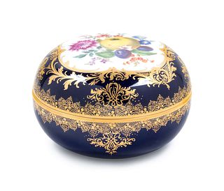 A Meissen Painted and Parcel Gilt Porcelain Circular Box