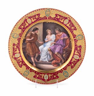 A Vienna Painted, Parcel Gilt and "Jeweled" Porcelain Cabinet Plate