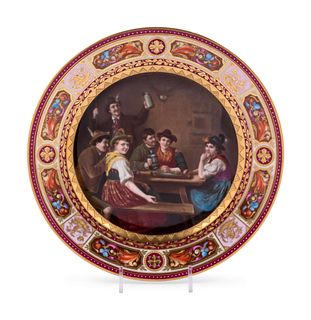 A Vienna Painted, Parcel Gilt and "Jeweled" Porcelain Cabinet Plate