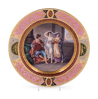 A Vienna Painted and Parcel Gilt Porcelain Cabinet Plate