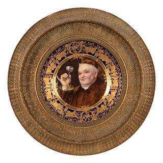 A Vienna Painted and Parcel Gilt Porcelain Cabinet Plate 