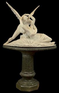 after: Antonio Canova, Italian (1757-1822) Antique Marble Sculpture 'Amour and Psyche'
