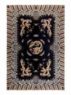 A Chinese Dragon-Design Wool Rug