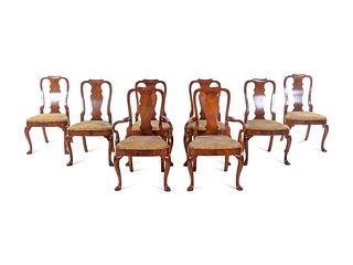 A Set of Eight Queen Anne Style Mahogany Dining Chairs