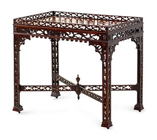 A Chinese Chippendale Carved Mahogany Silver Table