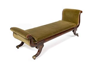 A Classical Painted and Stenciled Chaise Longue