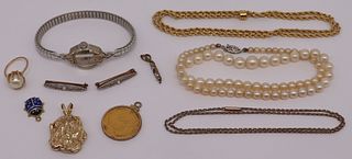 JEWELRY. Assorted Gold Jewelry with 1866 20 Francs