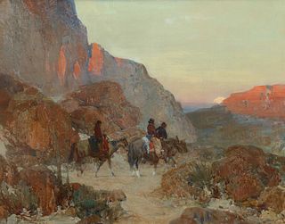 Frank Tenney Johnson (1874-1939); Moonrise over the Mesa (1937)