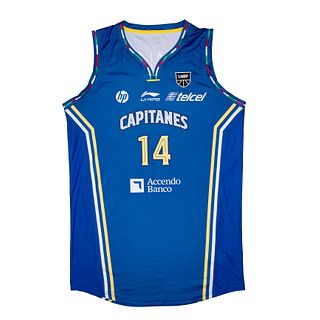 Jersey Capitanes Oficial. Color Azul. Juego Visitante Temporada 2019 - 2020. Del jugador Rubén Regalado, numero 14.