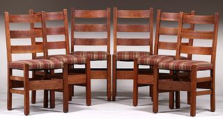 6 Gustav Stickley #306 1/2 Dining Chairs c1912-1915