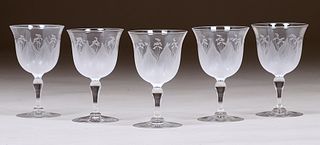 Set of 5 Gustav Stickley Lily Pattern Crystal Glasses