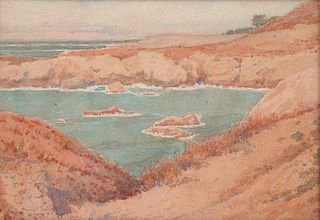 California Coastal Watercolor c1910