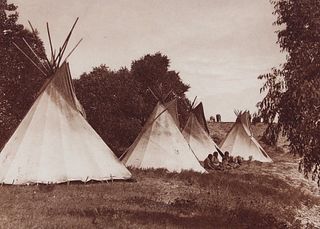 Edward Curtis Photogravure Camp Life Assiniboin 1908