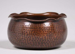 Roycroft Hammered Copper Ruffled Rim Bowl