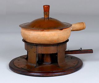 Gustav Stickley Hammered Copper Chafing Dish c1910