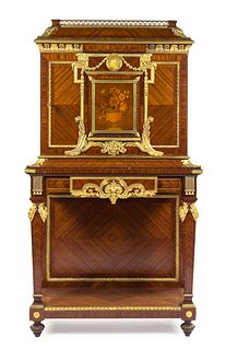 A Louis XVI Style Gilt Bronze Mounted Kingwood and Marquetry Cabinet by Francois Linke