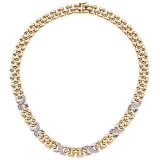 Choker with diamonds in yellow and white 14k gold, 30 diamonds. Weight: 45.9 g. Length: 16"