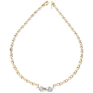 Choker with diamonds in 18K, 14K yellow gold, and palladium silver, with 31 diamonds. Weight: 23.0 g