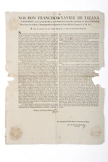 Lizana y Beaumont, Francisco Xavier. Edicto Contra la Causa de Miguel Hidalgo. México, 8 de octubre de 1810.
