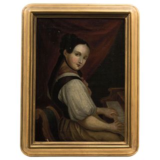 Saint Cecilia(?). 19th century. Oil on canvas. 19.6 x 15.3" (50 x 39 cm)