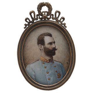 Portrait of Gentleman. France, 19th century. Gouache on ivory sheet. Signed H.P. Brass frame. 2.7 x 2" (7 x 5.5 cm)