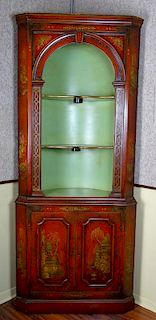 Early 20th Century Chinoiserie Lacquer Open Corner Cabinet