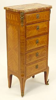 Early 20th Century French Transitional style Five Drawer Fruitwood Commode