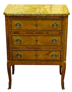 Early 20th Century French Transitional style Three Drawer Fruitwood Commode