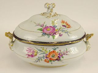 Large Meissen Porcelain Hand Painted Tureen in The Dekor 30A" Pattern