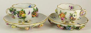 Two (2) Meissen Miniature Cups and Saucers