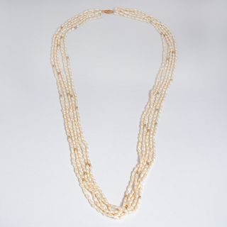 Seed pearl & 14k yellow gold necklace