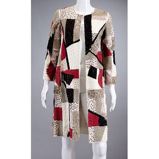 Oscar de la Renta silk & sequin patchwork coat